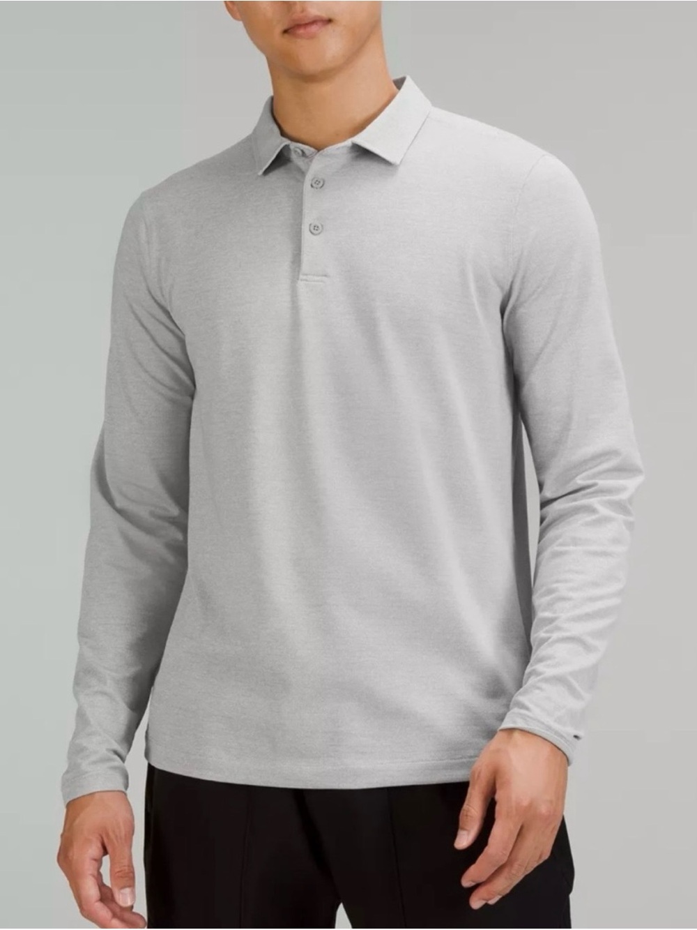 Lululemon Men's Evolution Long Sleeve Polo Shirt - Pique fabric - Gray - Medium
